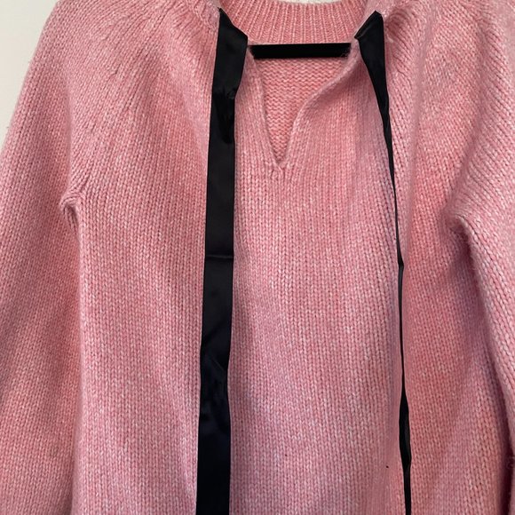 Loft Balloon Sleeve Pink Tie Sweater Size M - Picture 4 of 9